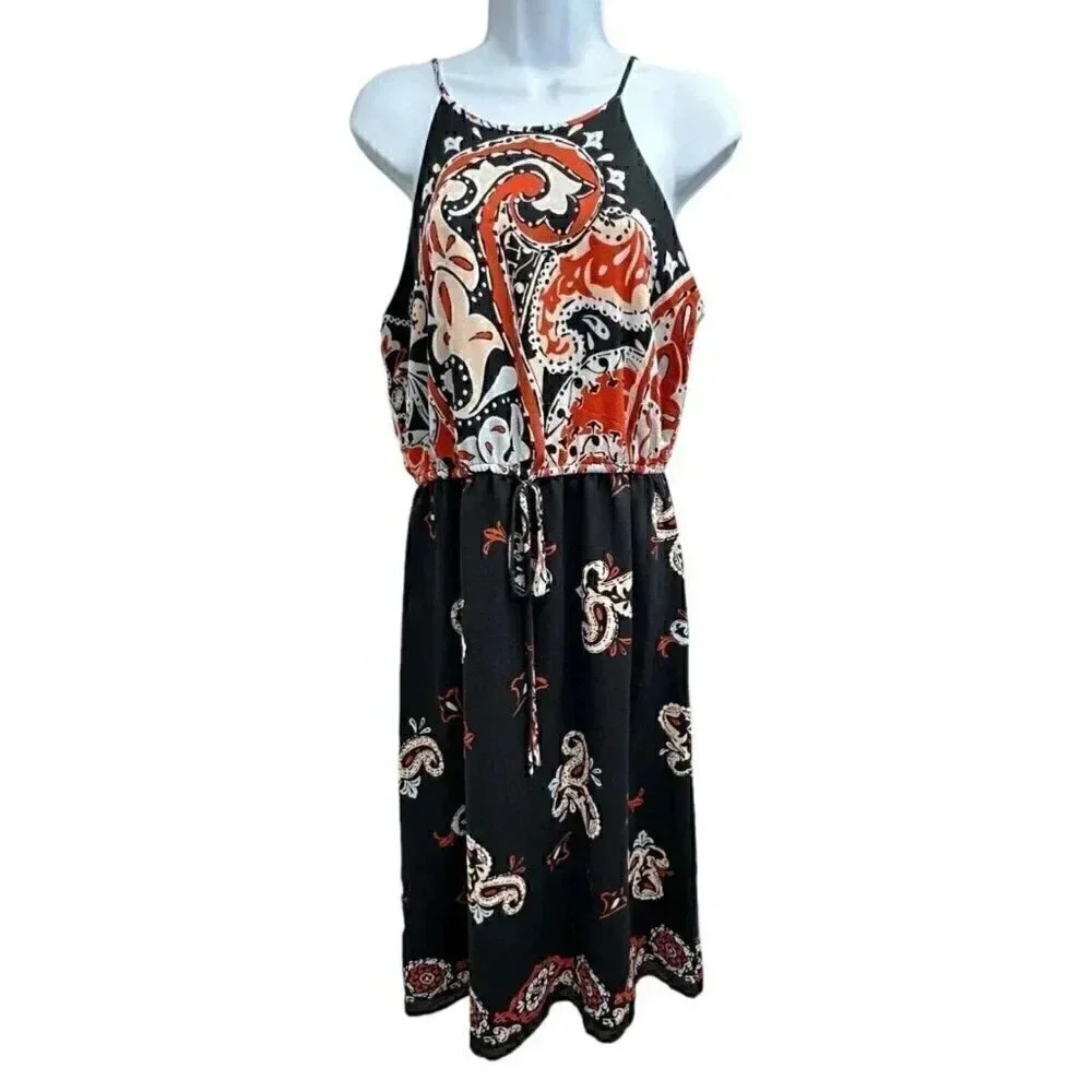 Ann Taylor LOFT Sunset Paisley Halter Dress Size Medium